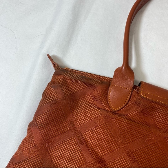 Longchamp Le Pilage Orange Monogram Tote Bag - Picture 8 of 11